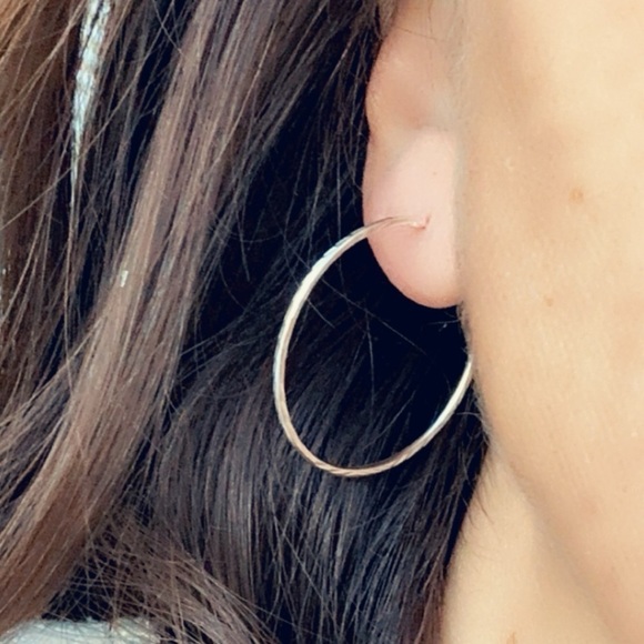 Sterling Silver Diamond Cut Hoops 30mm - Picture 11 of 13